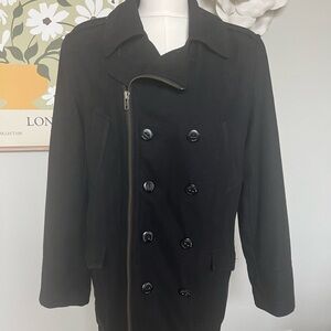 Calvin Klein Men's Black Asymmetrical Peacoat